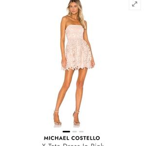 Elegant Lace Strapless dress - Pink